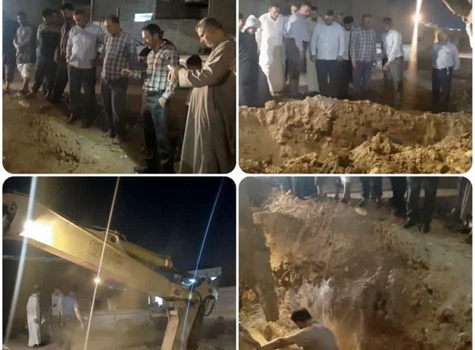 بازدید سعید دشتی‌زاده مدیرعامل به همراه معاون بهره‌برداری و توسعه آب شرکت آبفا اهواز از روند انجام اقدامات اصلاحی در انتهای منطقه درویشیه جهت پایداری شبکه توزیع آب شرب منطقه مذکور